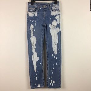 True Religion straight fit bleach distressed jean